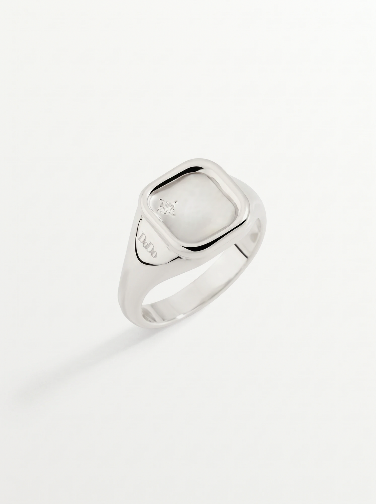 Anello Sigillo Argento & Diamante Bianco