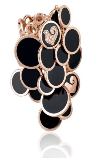 Anello Chantecler Paillettes a Cascata in Oro Rosa e Smalto Nero
