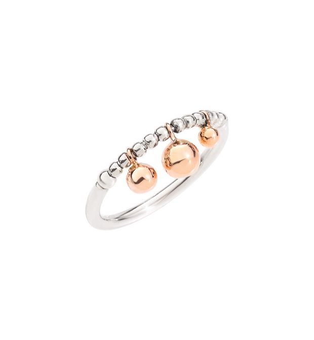 Anello Dodo Bollicine in Argento con Sfere in Oro Rosa