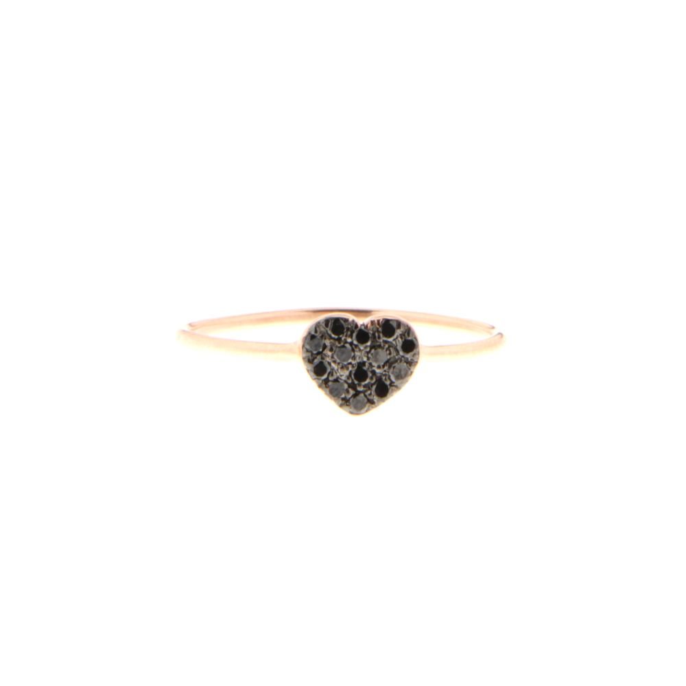 Anello Marco Gerbella in Oro Rosa con Cuore di Diamanti Neri