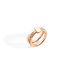 Anello Pomellato Iconica Together Doppio in Oro Rosa e Diamanti Brown