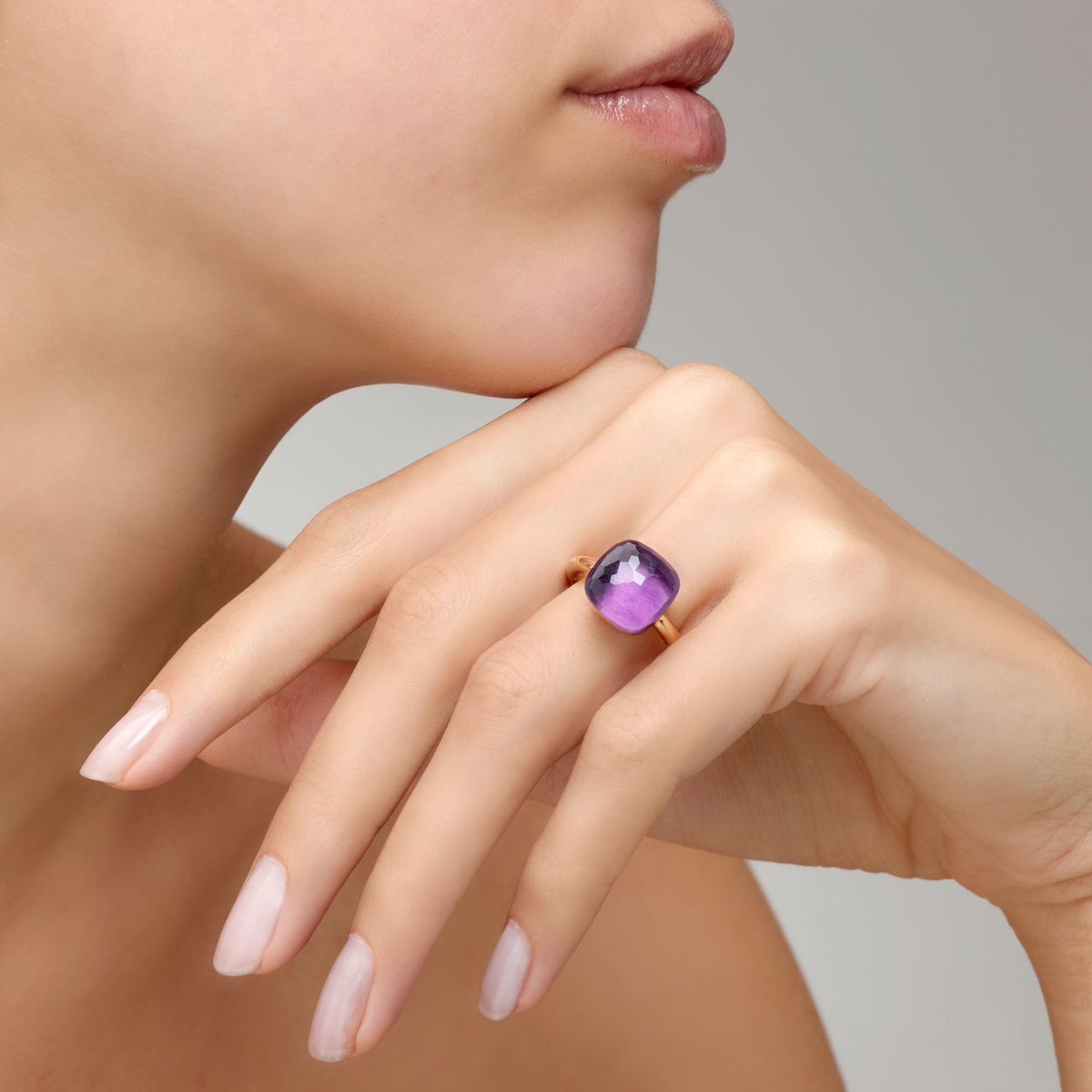 Anello Pomellato Nudo Classic in Oro Rosa con Ametista