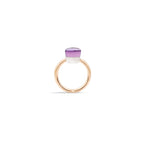 Anello Pomellato Nudo Petit in Oro Rosa con Castone in Oro Bianco e Ametista Sfaccettata