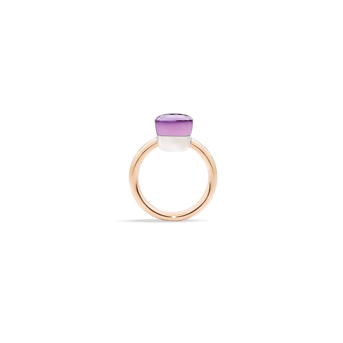 Anello Pomellato Nudo Petit in Oro Rosa con Castone in Oro Bianco e Ametista Sfaccettata
