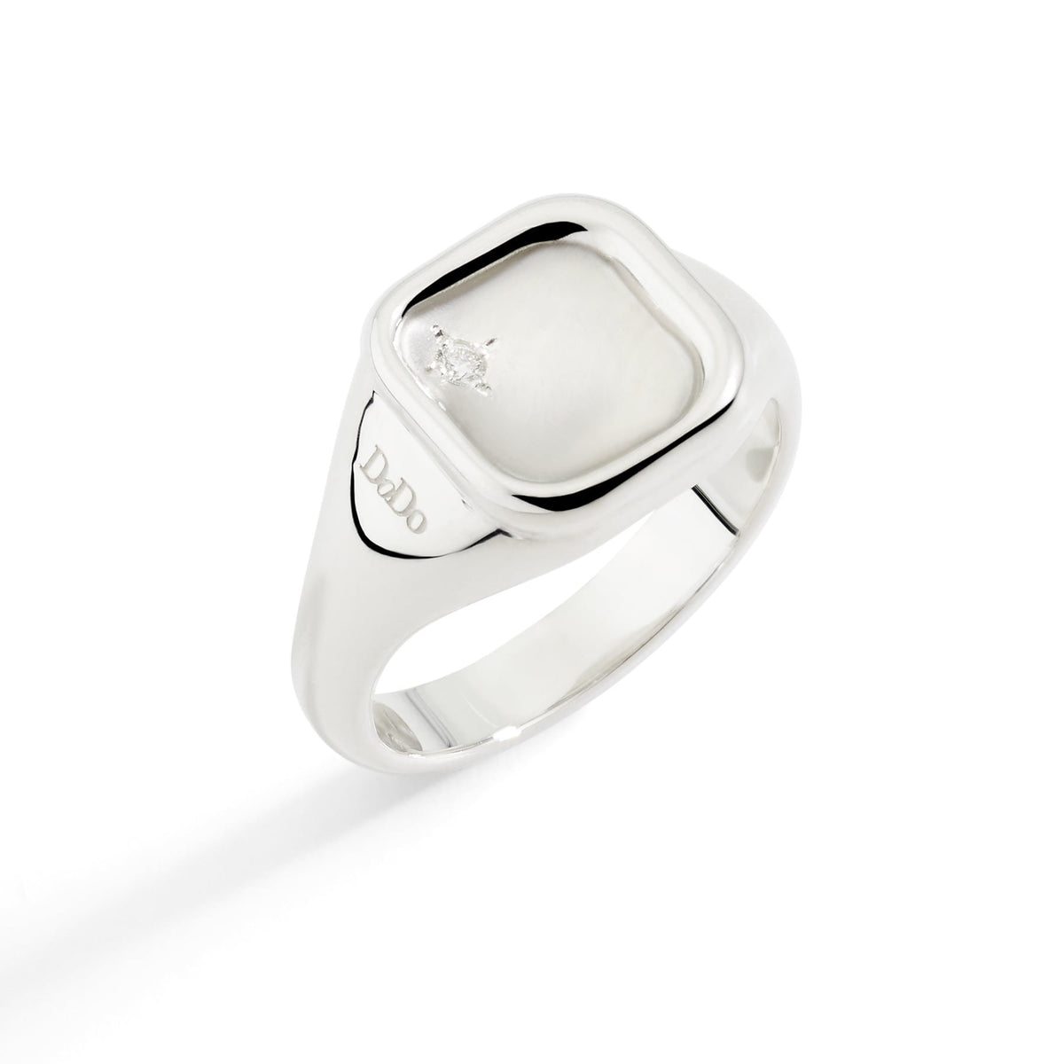 Anello Sigillo Argento & Diamante Bianco