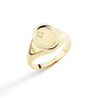 Anello Sigillo Oro Giallo & Diamante Bianco