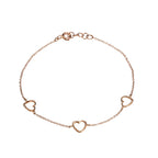 Bracciale a Catena con Tre Cuori a Filo