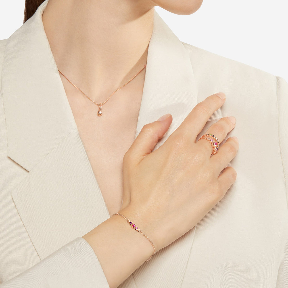 Bracciale Bollicine Oro Rosa Pietre Colorate M