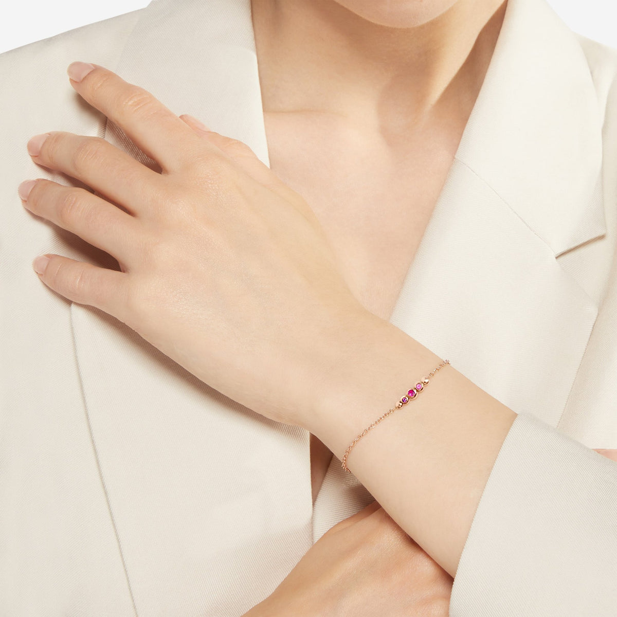 Bracciale Bollicine Oro Rosa Pietre Colorate M