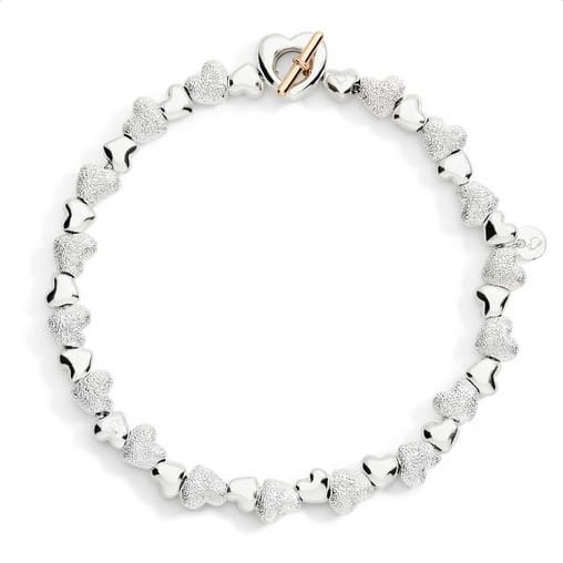 Bracciale Cuore con Componenti Argento e Argento Effetto Diamantato M