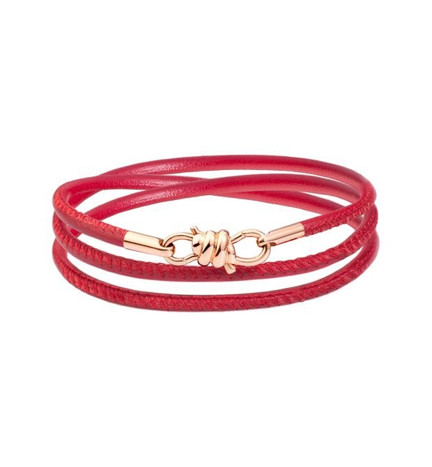 Bracciale Dodo Nodo in Oro Rosa e Pelle Bordeaux 17 CM