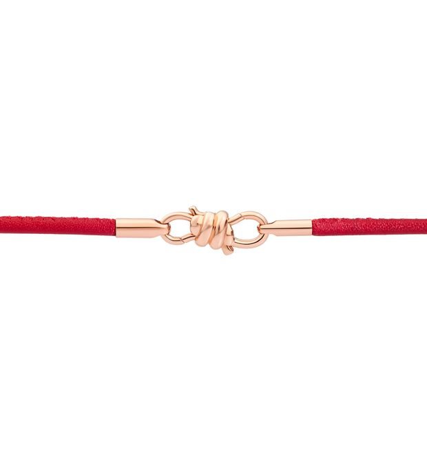 Bracciale Dodo Nodo in Oro Rosa e Pelle Bordeaux 17 CM