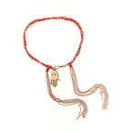 Bracciale in Seta Ed Argento con Ciondolo sul Finale