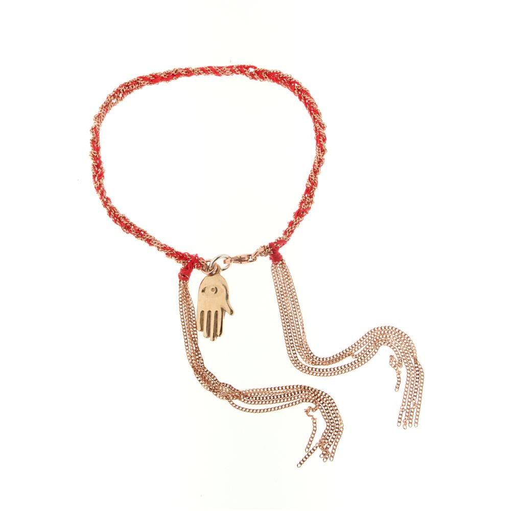 Bracciale in Seta Ed Argento con Ciondolo sul Finale