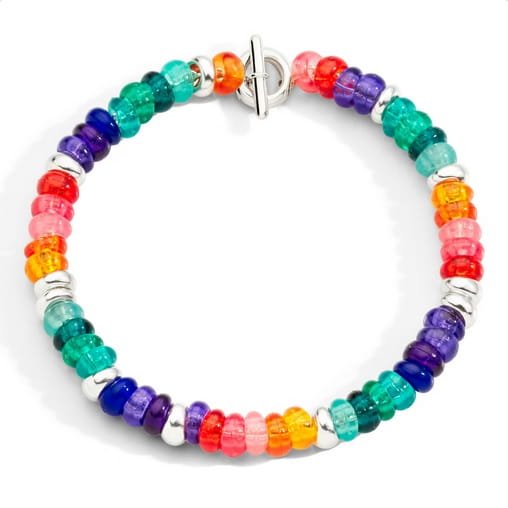 Bracciale Rondelle Argento & Plastica Riciclata Arcobaleno
