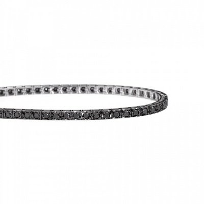 Bracciale Tennis Facecube Oro Bianco GR.8.95 Diamanti Neri CT.1.23