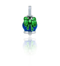 Campanella Chantecler Micro con Fiocco in Argento, Smalto Verde e Blu