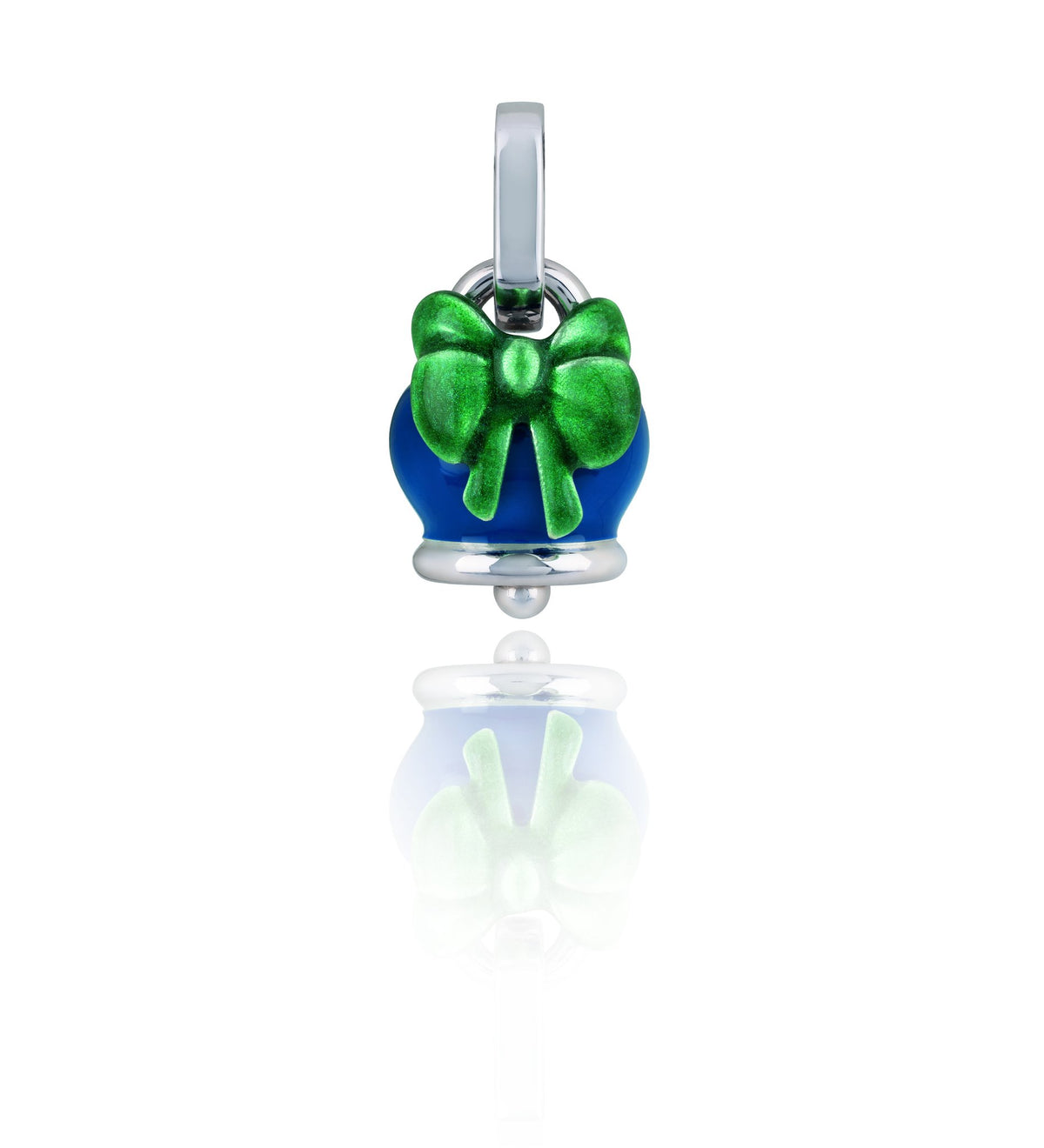 Campanella Chantecler Micro con Fiocco in Argento, Smalto Verde e Blu