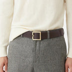 Cintura Montblanc Reversibile in Pelle Marrone Scuro/grigio 40 MM