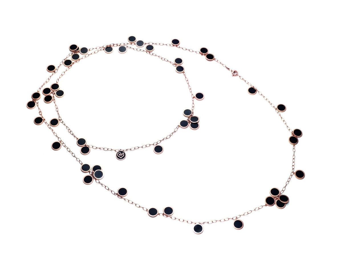 Collana Chantecler Paillettes Lunga in Oro Rosa e Smalto Nero