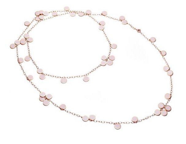 Collana Chantecler Paillettes Lunga in Oro Rosa e Smalto Rosa Cipria