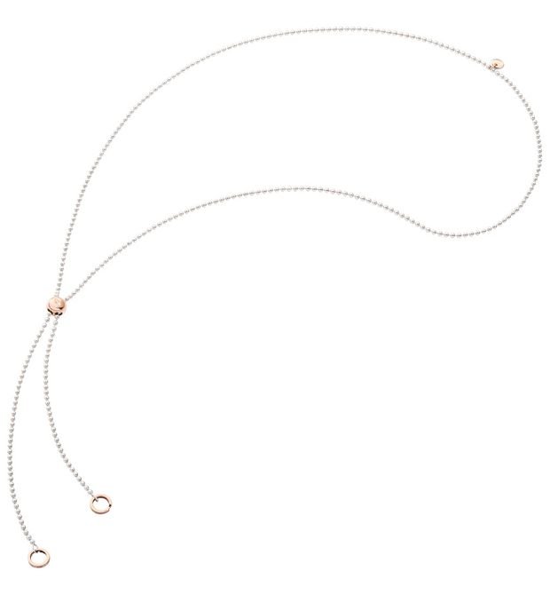 Collana Dodo Bollicine in Argento con Pepita Scorrevole in Oro Rosa