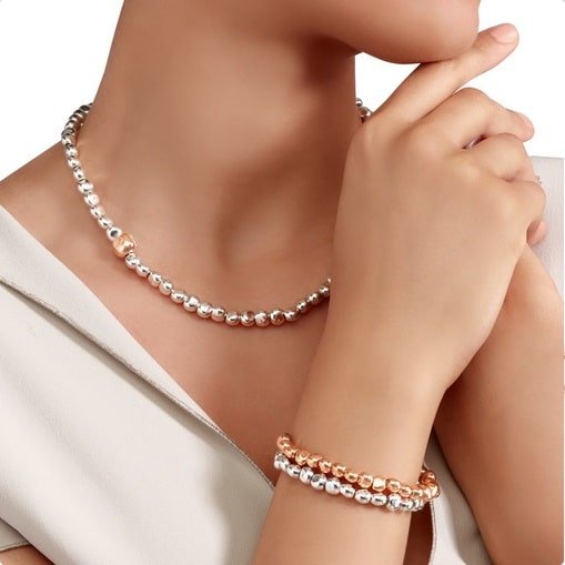 Collana Pepita Argento & Oro Rosa