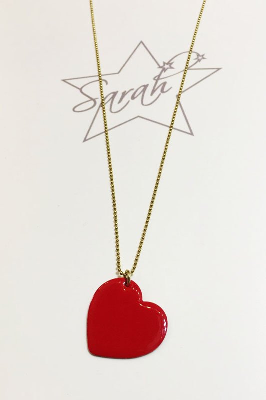 Collana Sarah con Cuore Smaltato Rosso