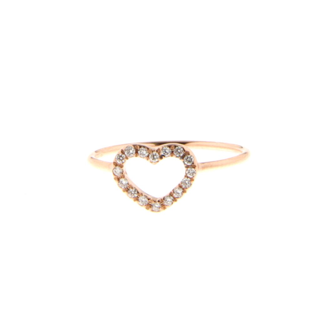 ANELLO MARCO GERBELLA IN ORO ROSA CON CUORE DI DIA