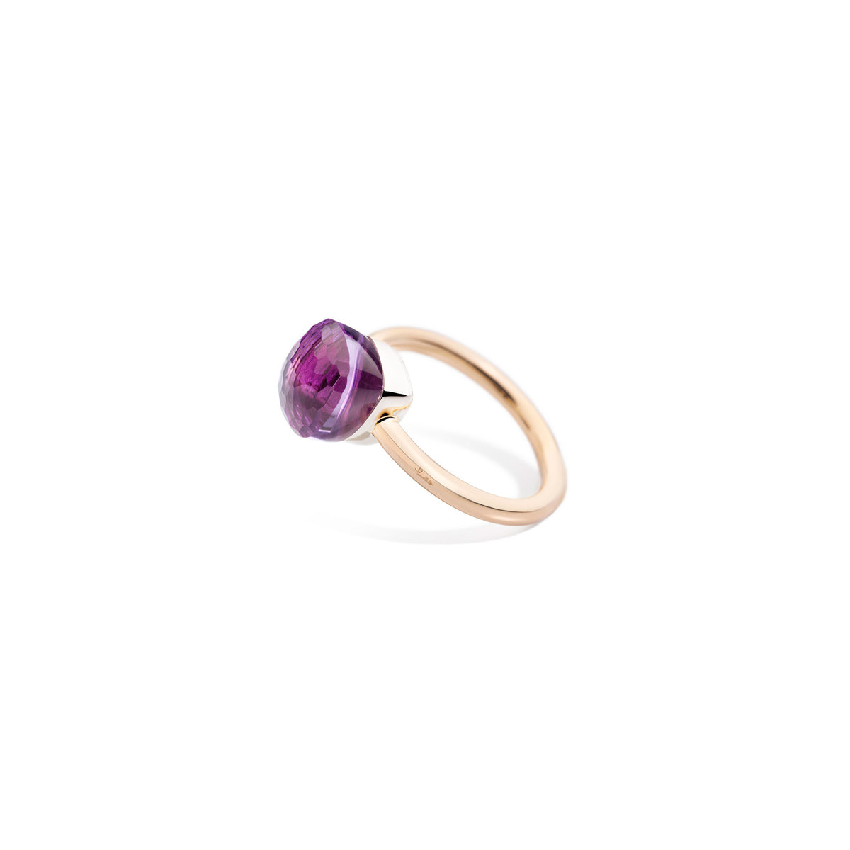 ANELLO POMELLATO NUDO PETIT IN ORO ROSA CON CASTON