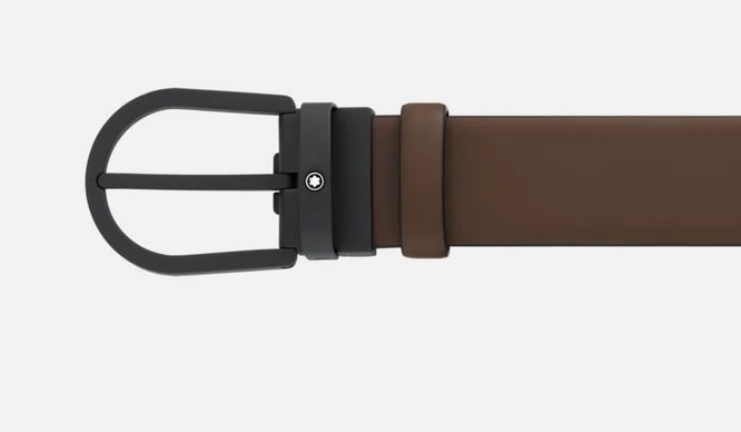 CINTURA MONTBLANC IN PELLE MARRONE 35 MM CON FIBBI