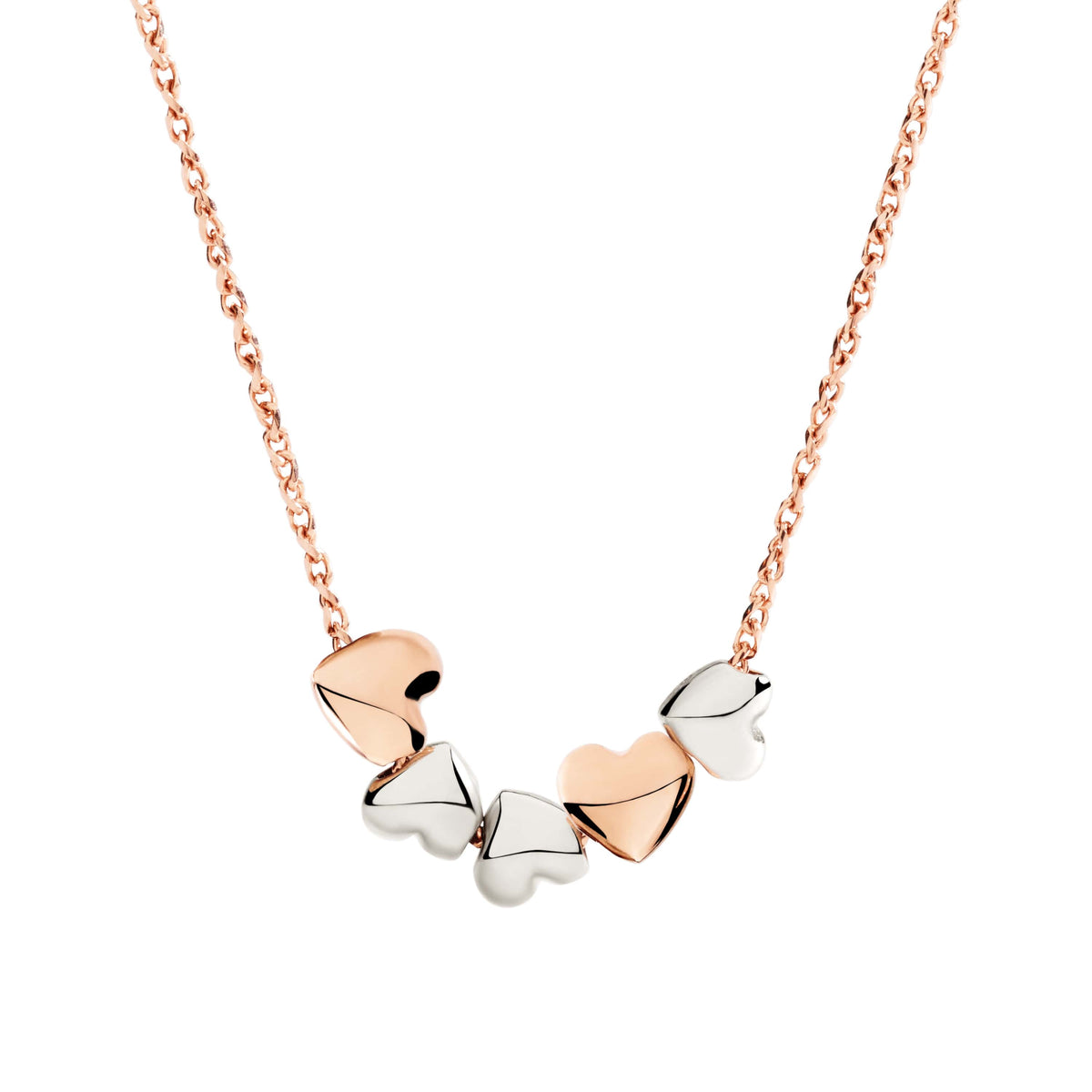 COLLANA CUORE ORO ROSA & ARGENTO