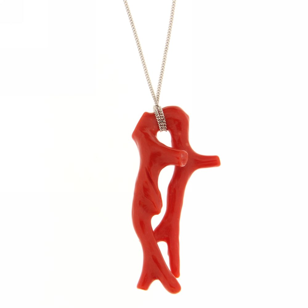 COLLANA IN ARGENTO CON CIONDOLO IN CORALLO