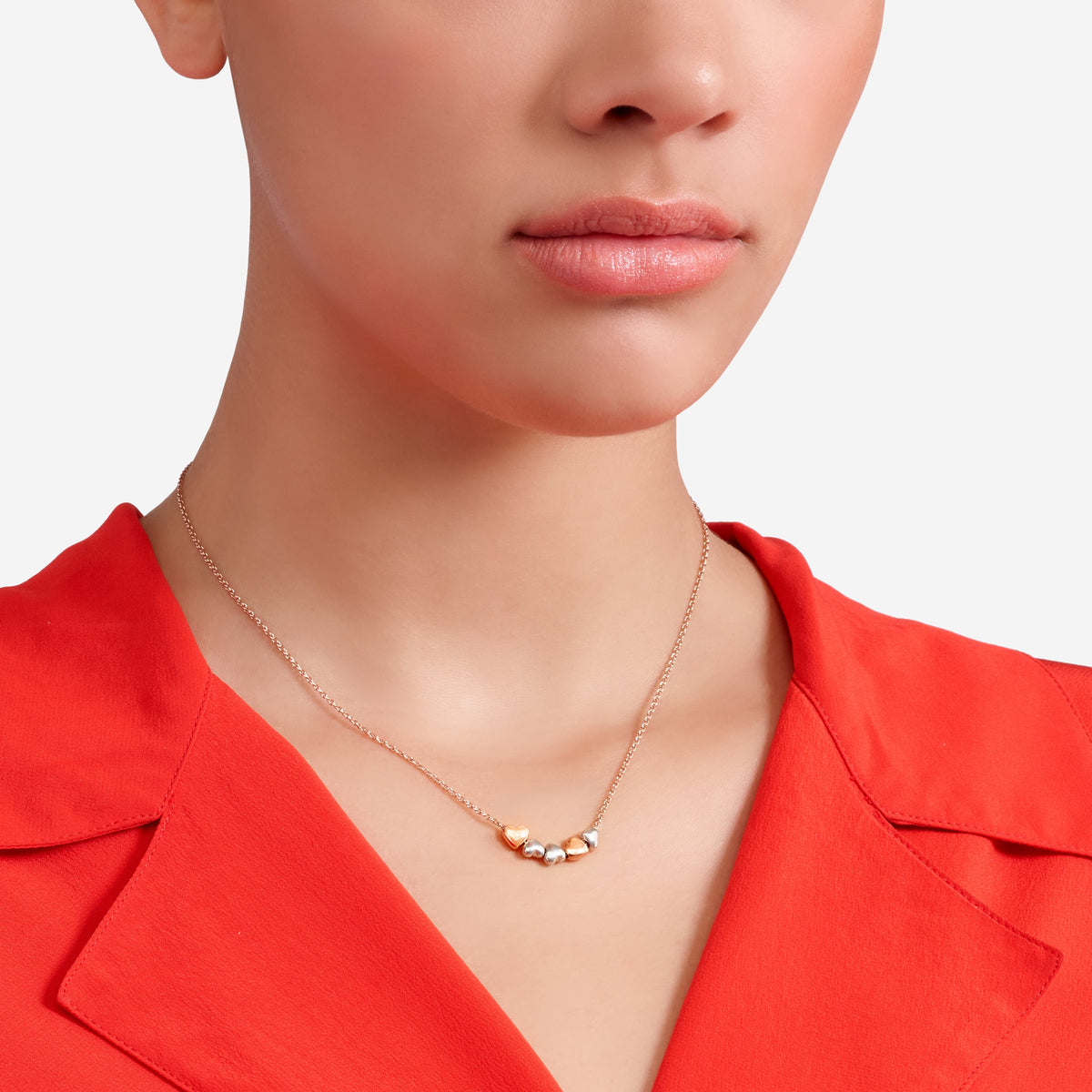 COLLANA CUORE ORO ROSA & ARGENTO