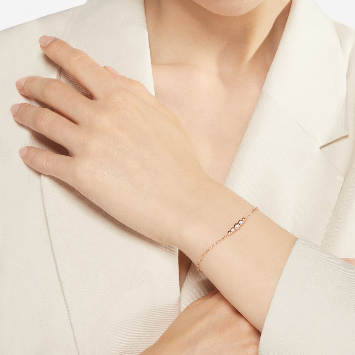 BRACCIALE DODO BOLLICINE ORO ROSA & DIAMANTI XXL