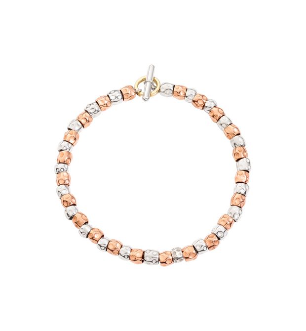 BRACCIALE GRANELLI ARGENTO & ORO ROSA L