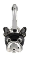 Monorecchino Chantecler Campanella Micro Cane in Argento, Smalto Nero e Spinello Nero