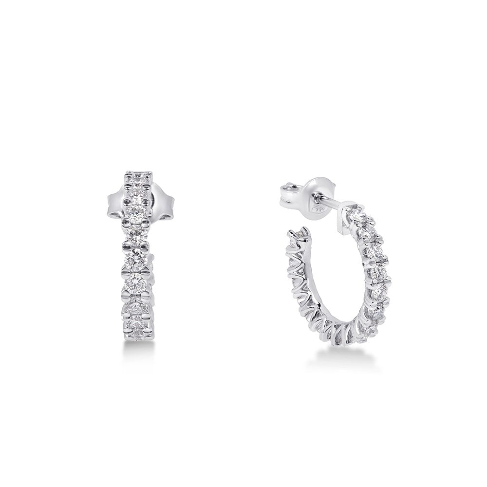 Orecchini Freelight Ad Anella in Oro Bianco e Diamanti