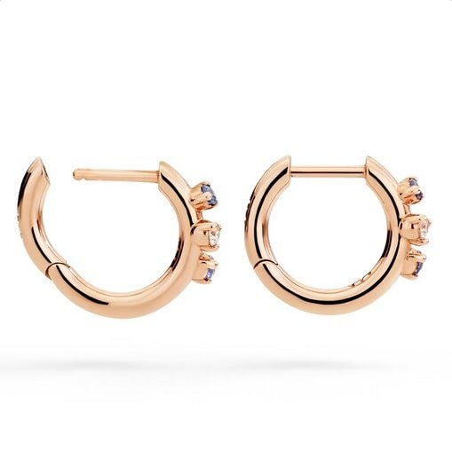Orecchini Hoop in Oro Rosa, Zaffiri & Diamante