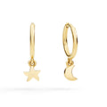 Orecchini Hoop Stellina & Luna in Oro Giallo