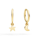 Orecchini Hoop Stellina & Luna in Oro Giallo