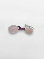 Orecchini in Oro Bianco con Brillanti e Zaffiri Rosa