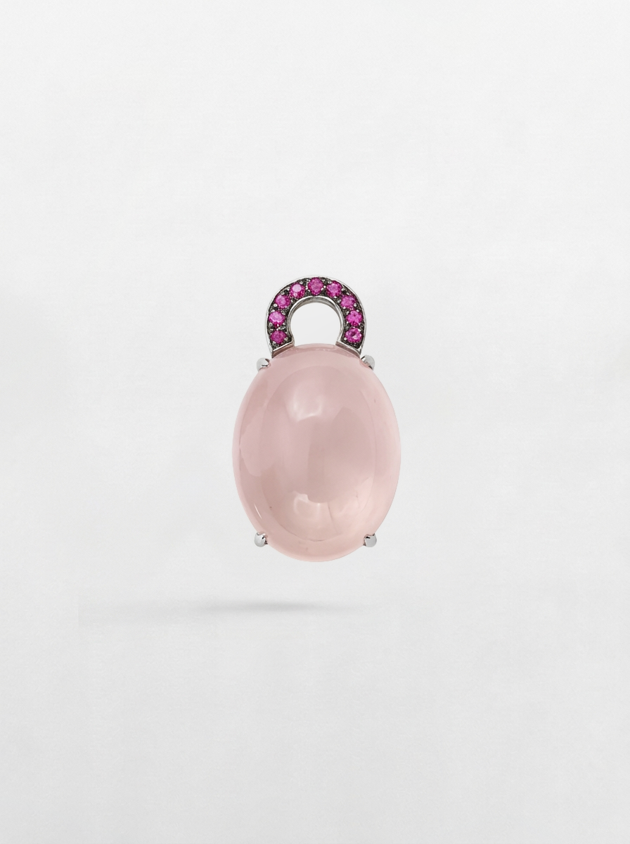 Orecchini in Oro Bianco con Brillanti e Zaffiri Rosa