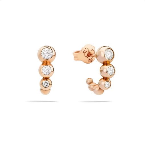 Orecchini Stud Bollicine Oro Rosa & Diamanti