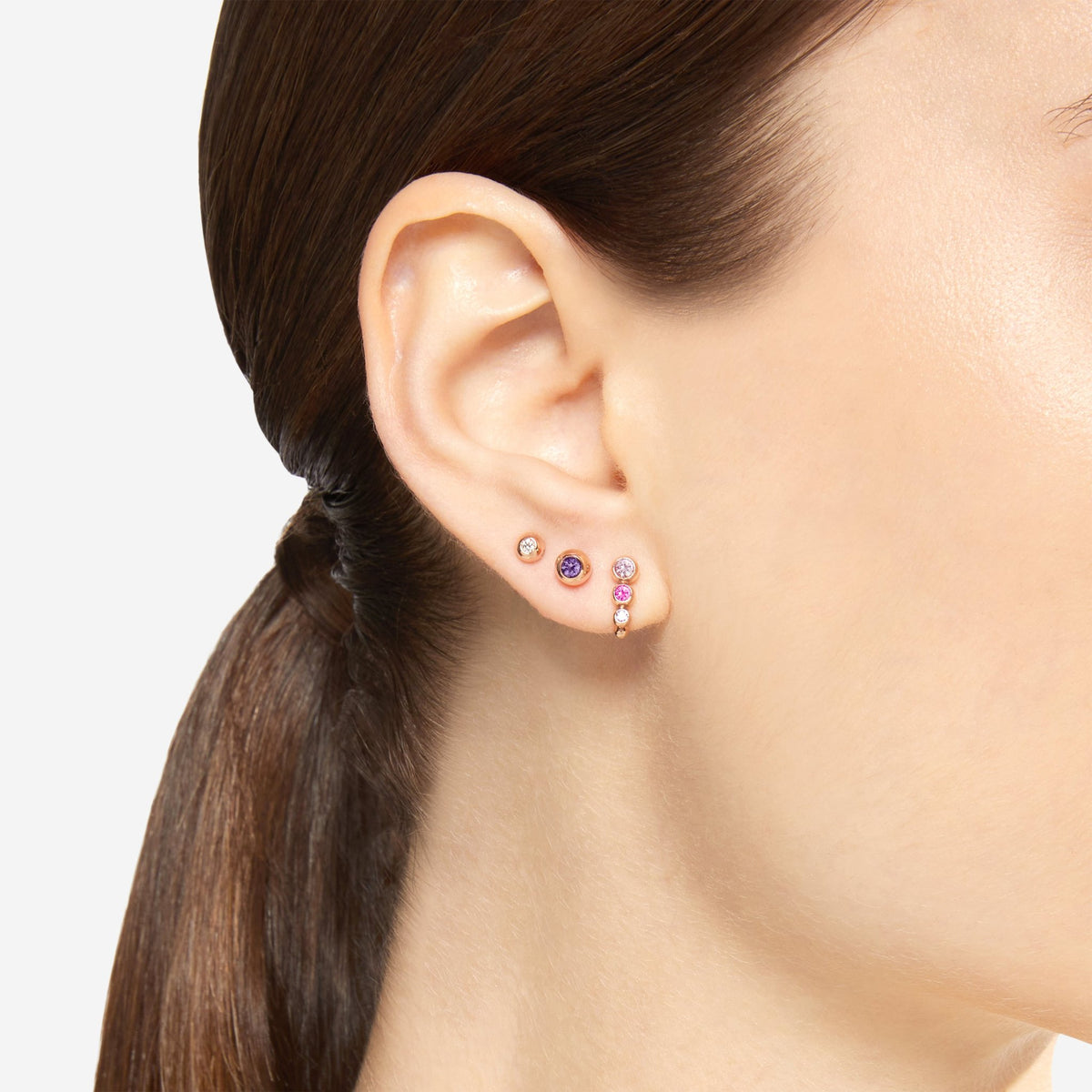 Orecchino Dodo Stud Bollicine Oro Rosa e Diamante