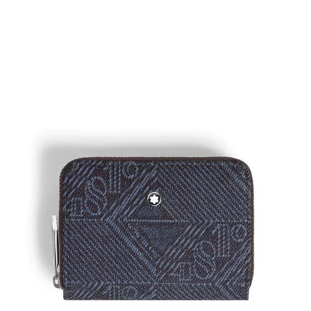 Portafoglio Mini con 2 Tasche con Cerniera in Denim 4810