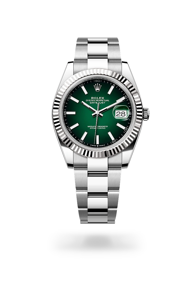 RolexDatejust 41, Oyster, 41 mm, acciaio Oystersteel e oro bianco