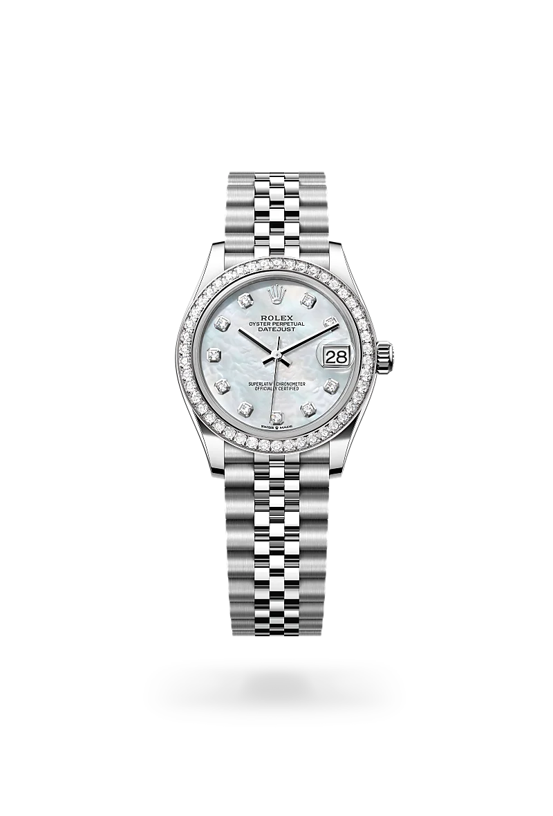 Rolex Datejust 31, Oyster, 31 mm, acciaio Oystersteel, oro bianco e diamanti