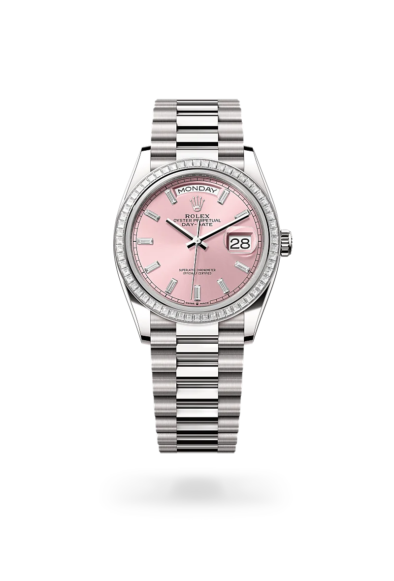 RolexDay-Date 36, Oyster, 36 mm, oro bianco e diamanti