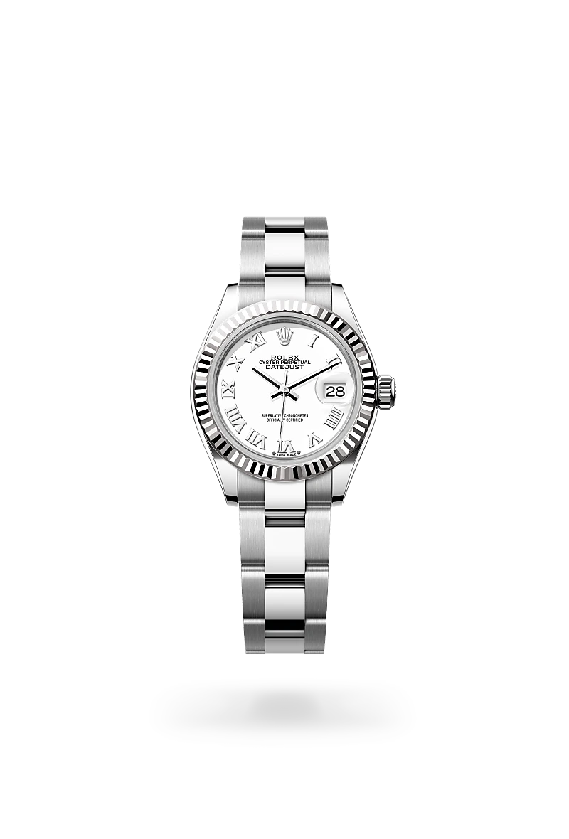 RolexLady-Datejust, Oyster, 28 mm, acciaio Oystersteel e oro bianco